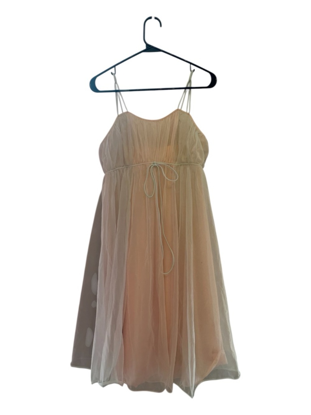 Vintage 70’s/80’s Vanity Fair Sheer Peach/Beige Spaghetti Strap Chemise Size 32